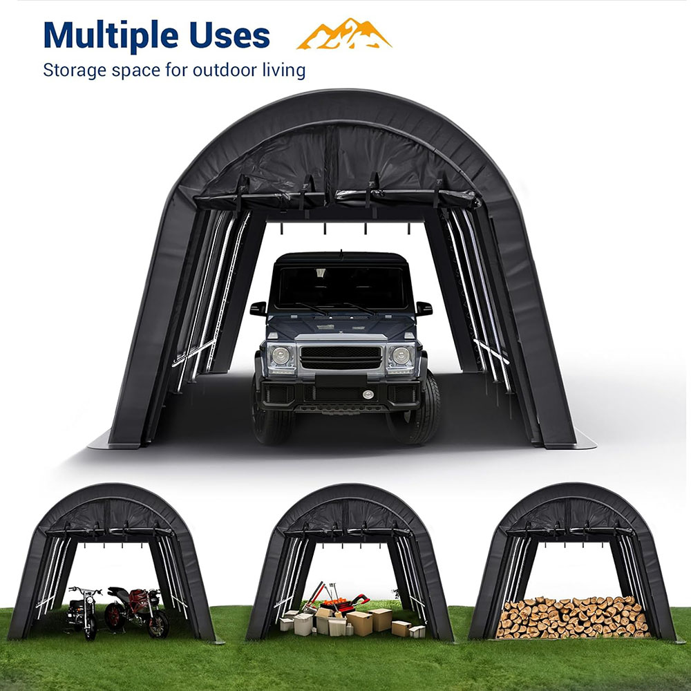 UDPATIO Heavy Duty Carport, Round Portable Garage Waterproof Snow Shelter Storage Shed
