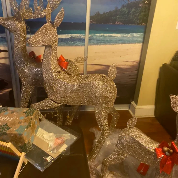 【Décor】【BS】3 Piece Christmas Deer Light Display Set
