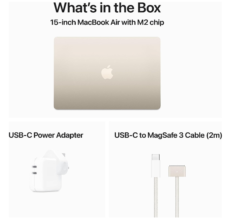 Apple 2023 MacBook Air laptop with M2 chip: 15.3-inch Liquid Retina display, 8GB RAM, 512GB SSD storage, backlit keyboard, 1080p FaceTime HD camera, Touch ID. Works with iPhone/iPad