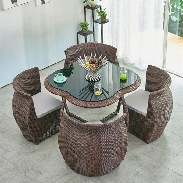 5-Piece Patio Furniture Dining Room Combination For Outdoor And Indoor