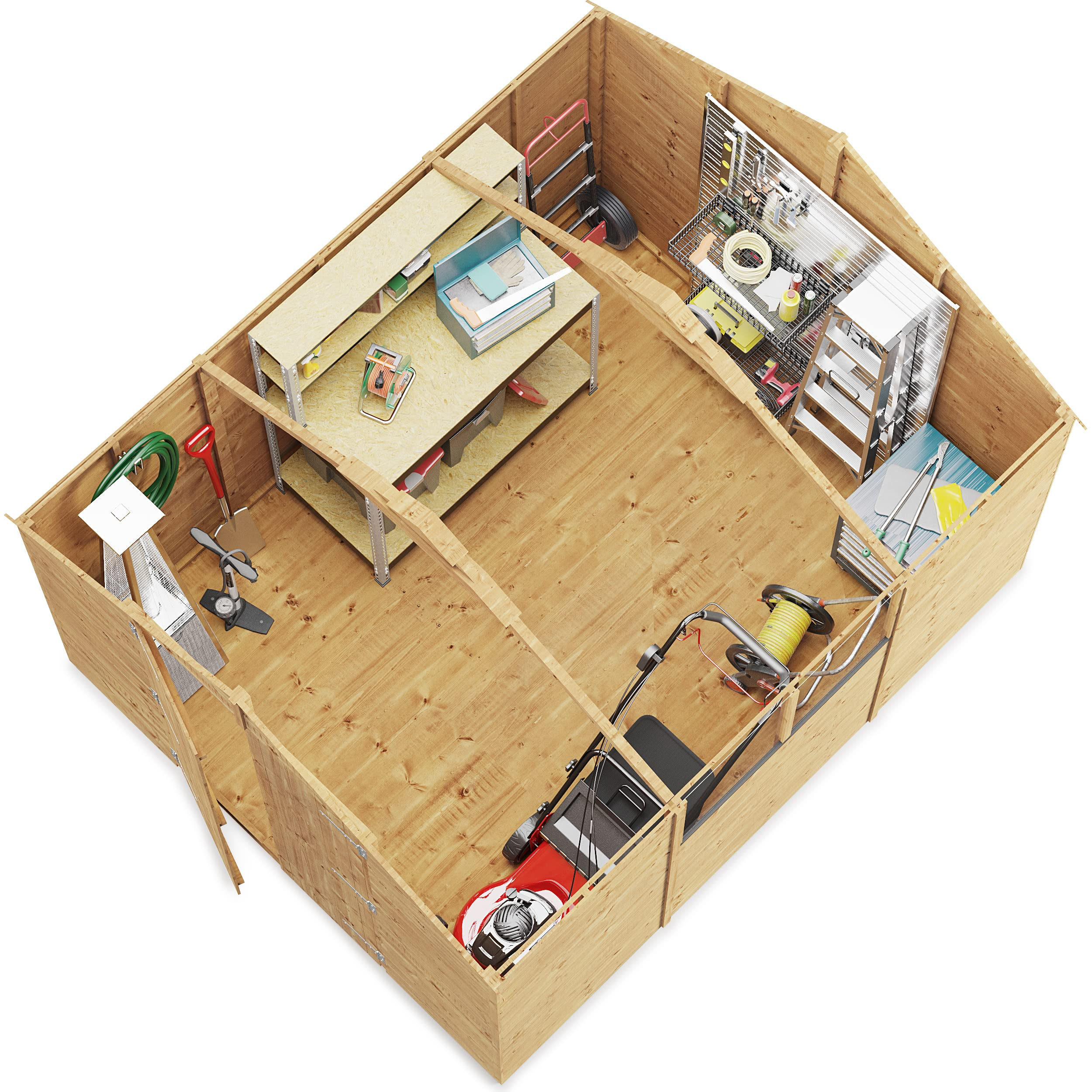 【Storage Shed】Garden Shed with Floor | Wooden Garden Storage Shed with Apex Roof & Felt Included