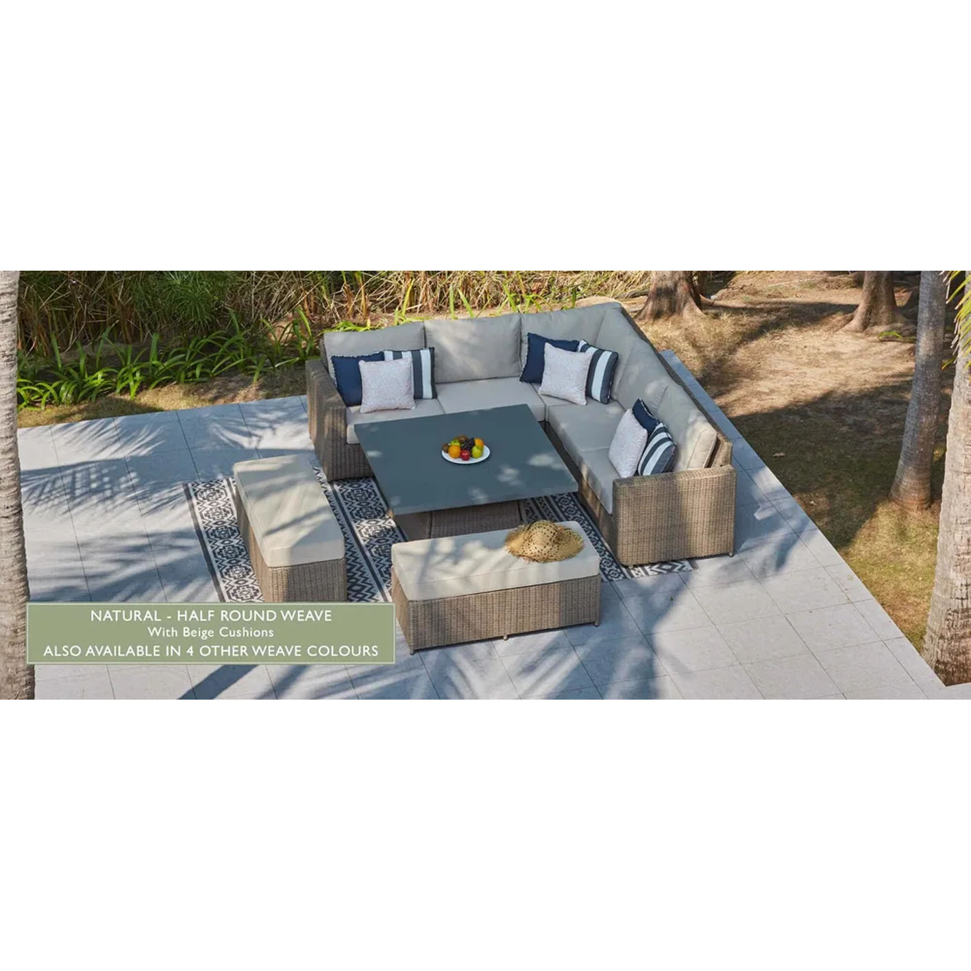 HALO 1M - CORNER SOFA AND CONCRETE COFFEE TABLE