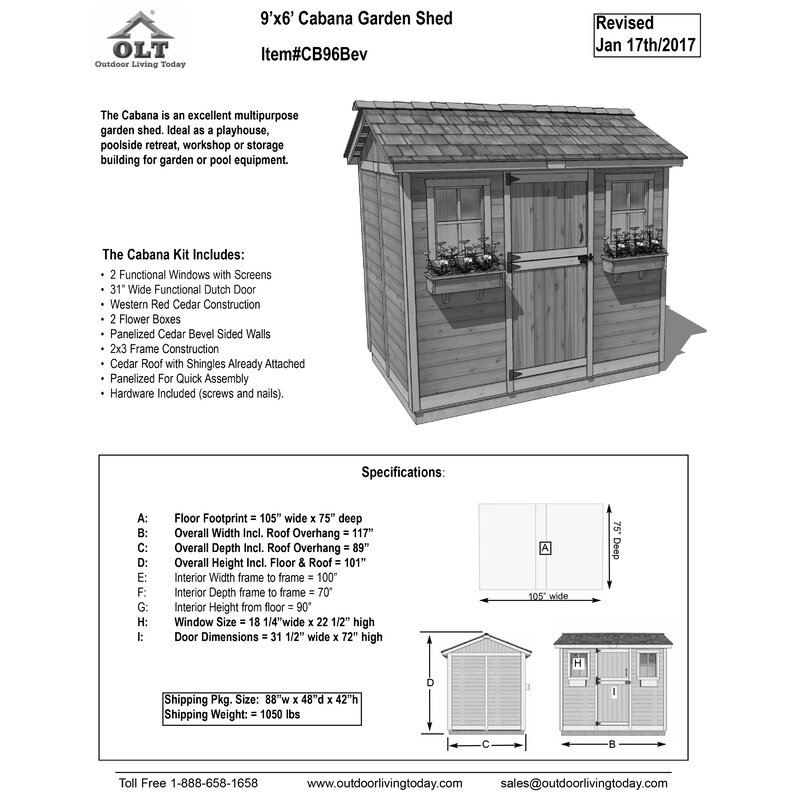 9 ft. W x 6 ft. D Solid Wood Storage Shed