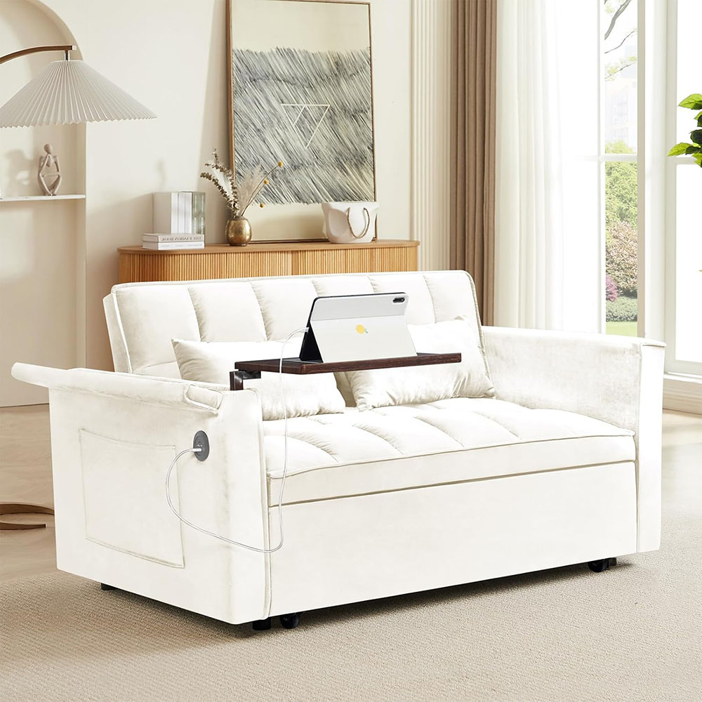 Convertible Sofa Bed,3-in-1 Velvet Sleeper Couch Pull-Out Bed