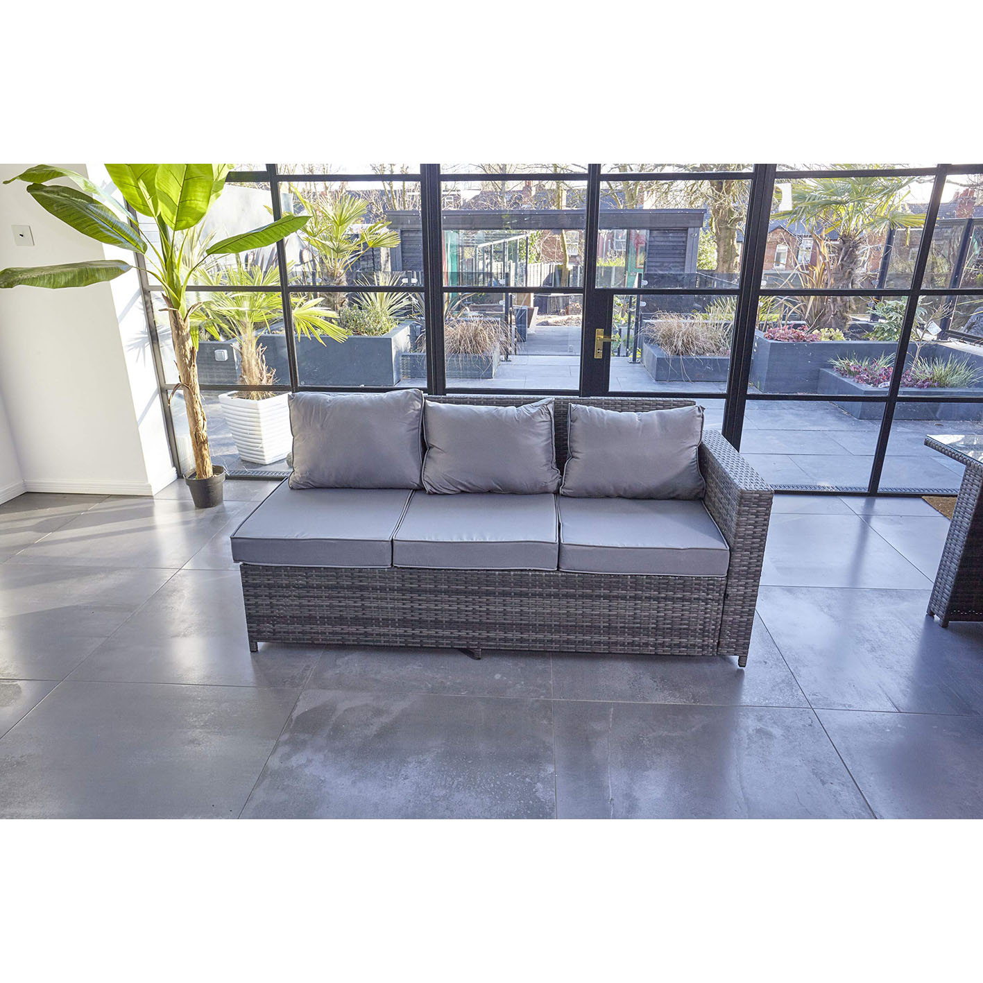 YAKOE 50110 New Conservatory Modular 8 Seater Rattan Corner Sofa Set - Grey