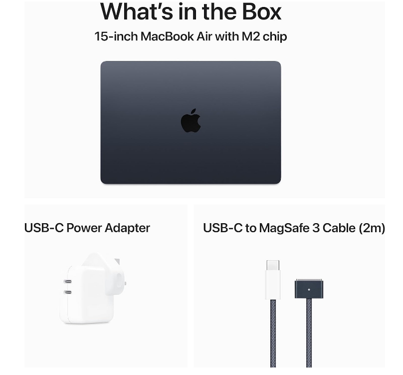 Apple 2023 MacBook Air laptop with M2 chip: 15.3-inch Liquid Retina display, 8GB RAM, 512GB SSD storage, backlit keyboard, 1080p FaceTime HD camera, Touch ID. Works with iPhone/iPad