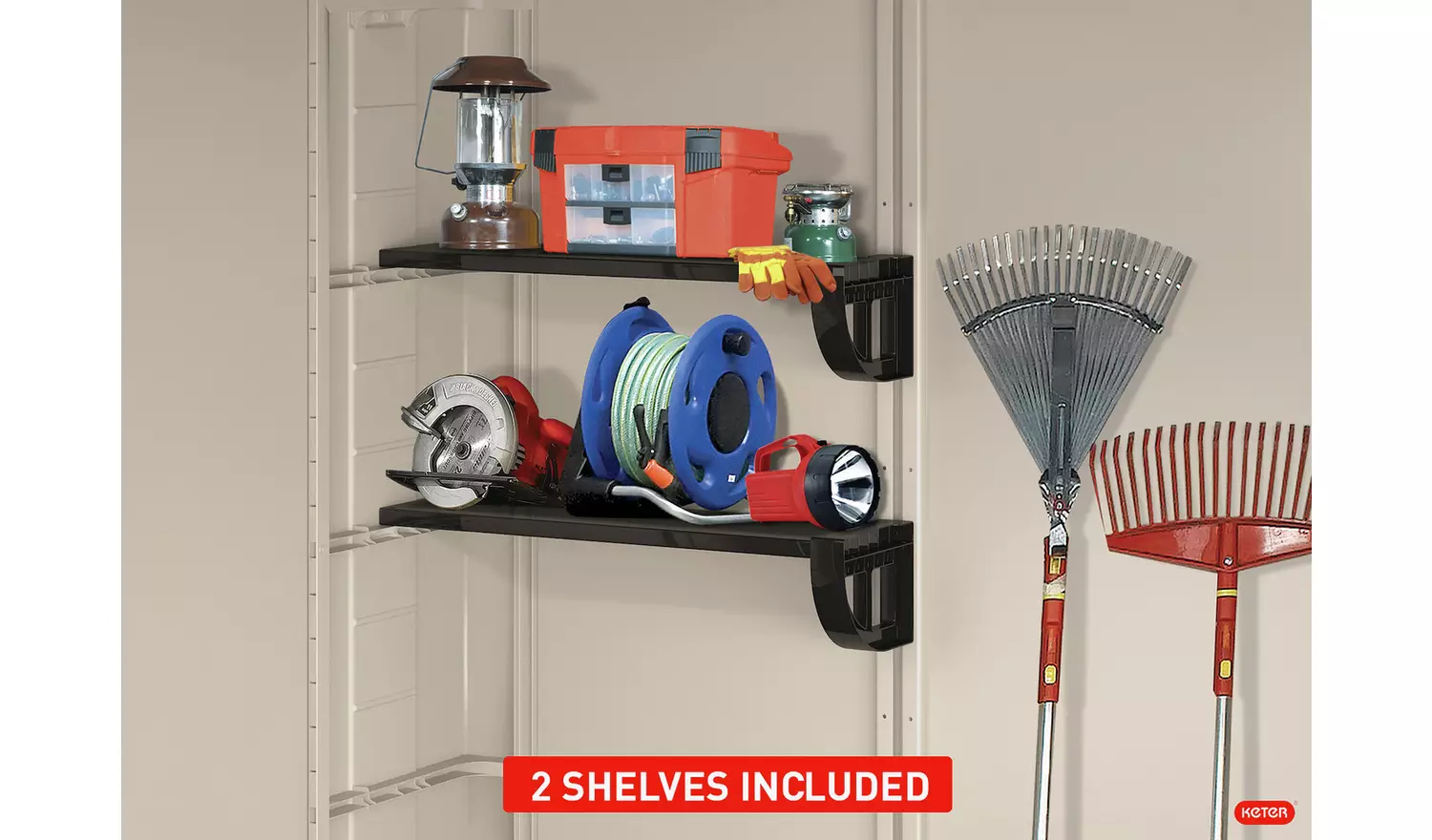 Keter Factor Apex Garden Storage Shed 8 x 6ft – Beige/Brown