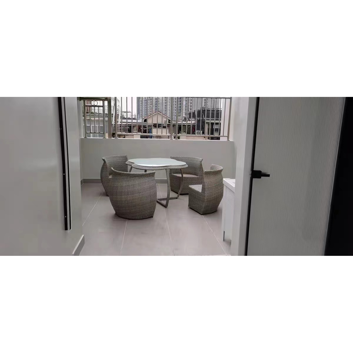 Outdoor rattan chair storage table and chair five-piece outdoor garden courtyard waterproof sunscreen furniture outdoor balcony rattan table and chair