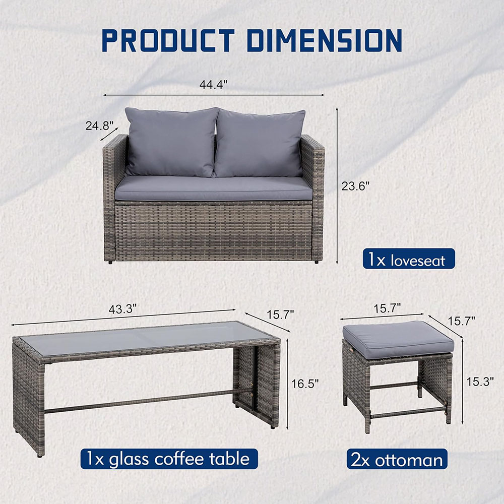 Shintenchi Patio Furniture 4 Pieces Wicker Patio Furniture Sets