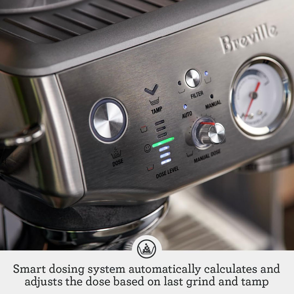 Breville the Barista Express Impress espresso machine with grinder and milk frother
