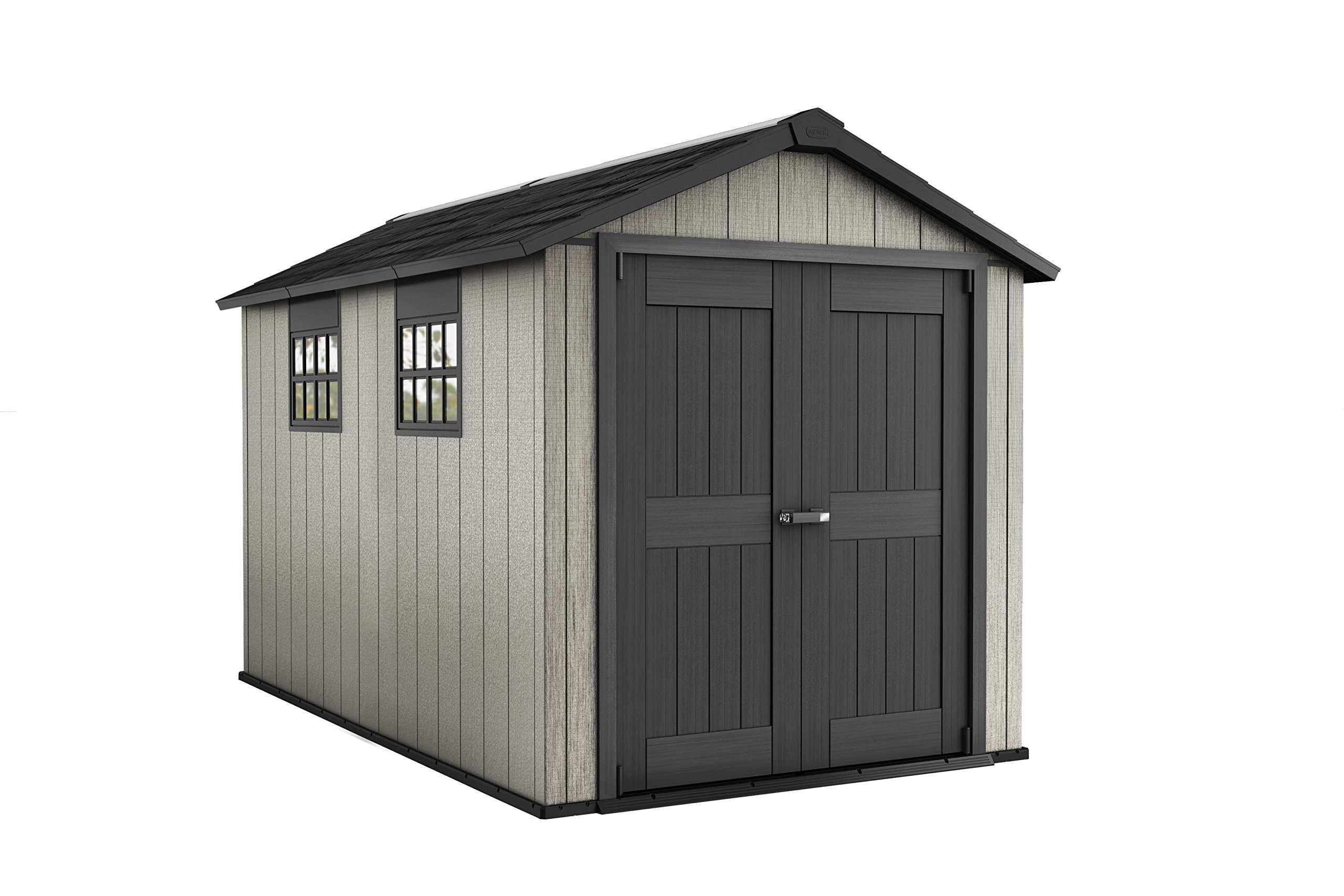 【Storage Shed】【BS】Oakland Outdoor Plastic Garden Storage Shed, Grey, 7.5 x 11 feet