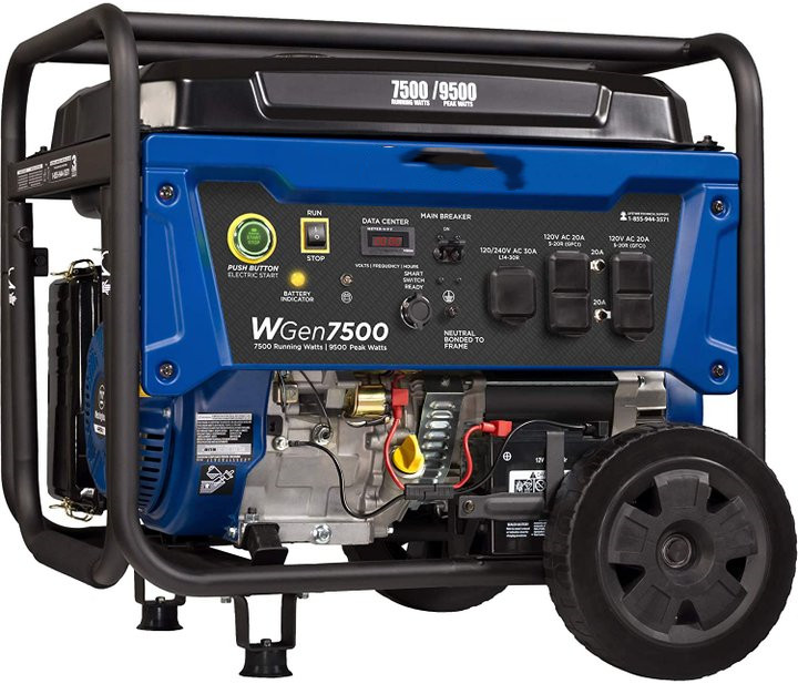 Westinghouse WGen7500 Portable Generator w/ Remote Electric - 7500 Rated Watts & 9500 Peak Watts & Placement Control PC3020 PC3020K Generator Power Cord, Black