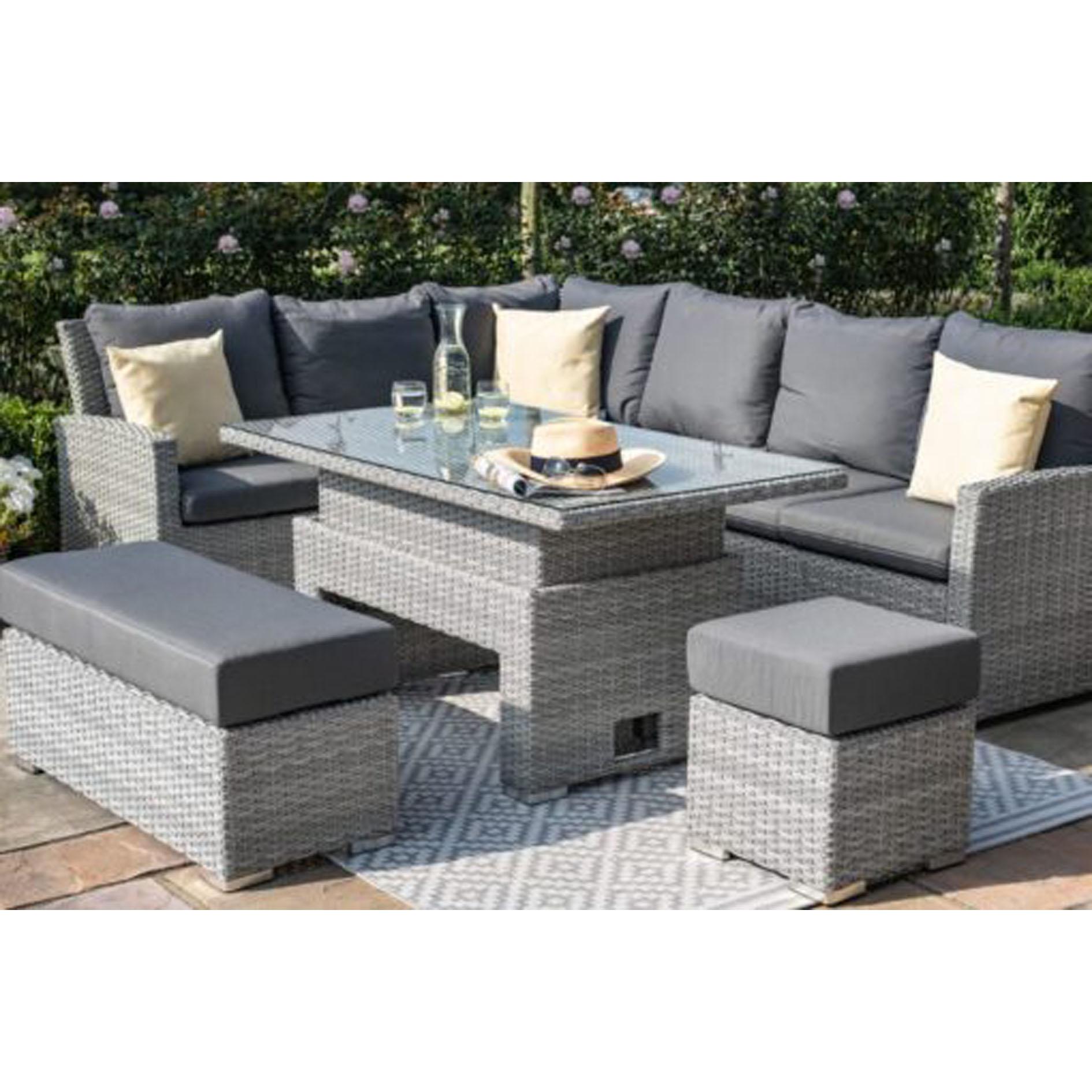 Moto Ascot Rectangular Corner Dining Set with Rising Table