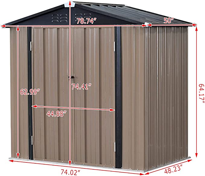 6×4 FT New Metal Garden Shed Garden Storage Outdoor Metal Utility Tool Storage with Lock for Tools (4X6′)