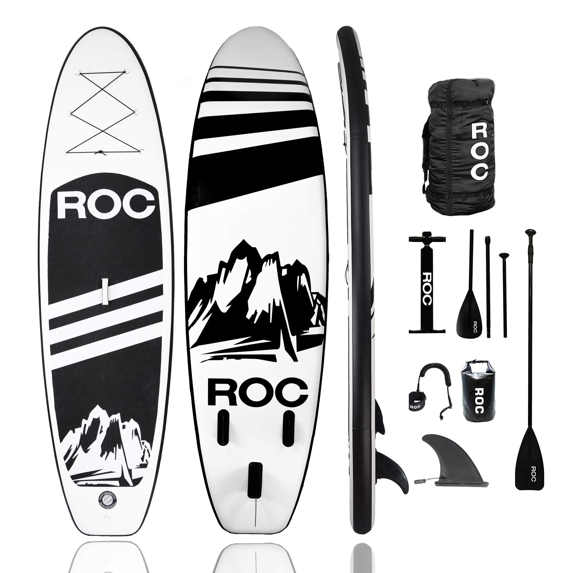 Roc Inflatable Stand Up Paddle Board with Premium sup Accessories & Backpack, Non-Slip Deck, Waterproof Bag, Leash, Paddle and Hand Pump
