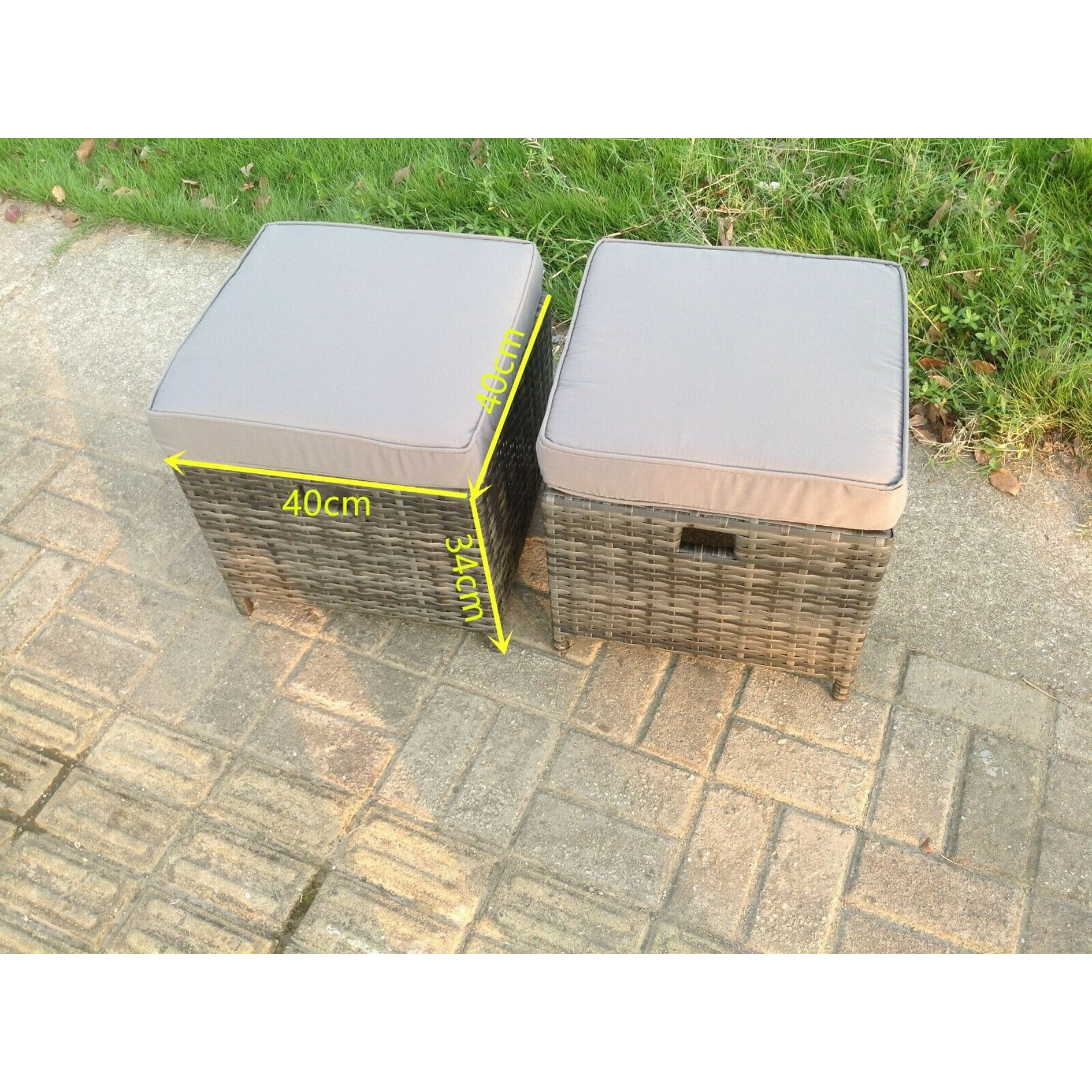 Wicker Rattan Garden Furniture Raised Table Setting Footrest Dark Grey Mix